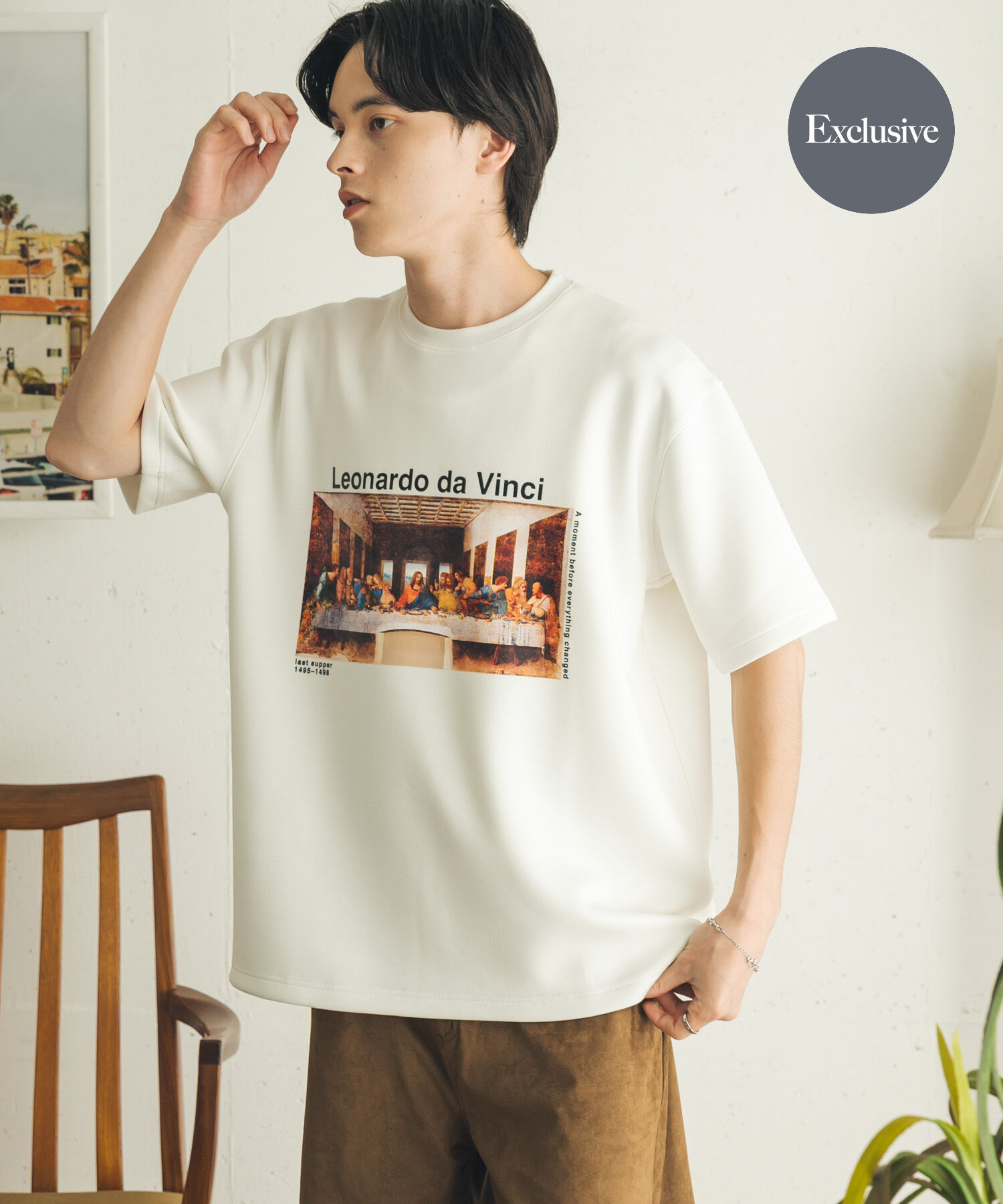 SENSE OF PLACE by URBAN RESEARCH「『別注』『イージーケア/吸水速乾/接触冷感』ART T-SHIRTS A(davinci)」|Tシャツ・カットソー|ホワイト
