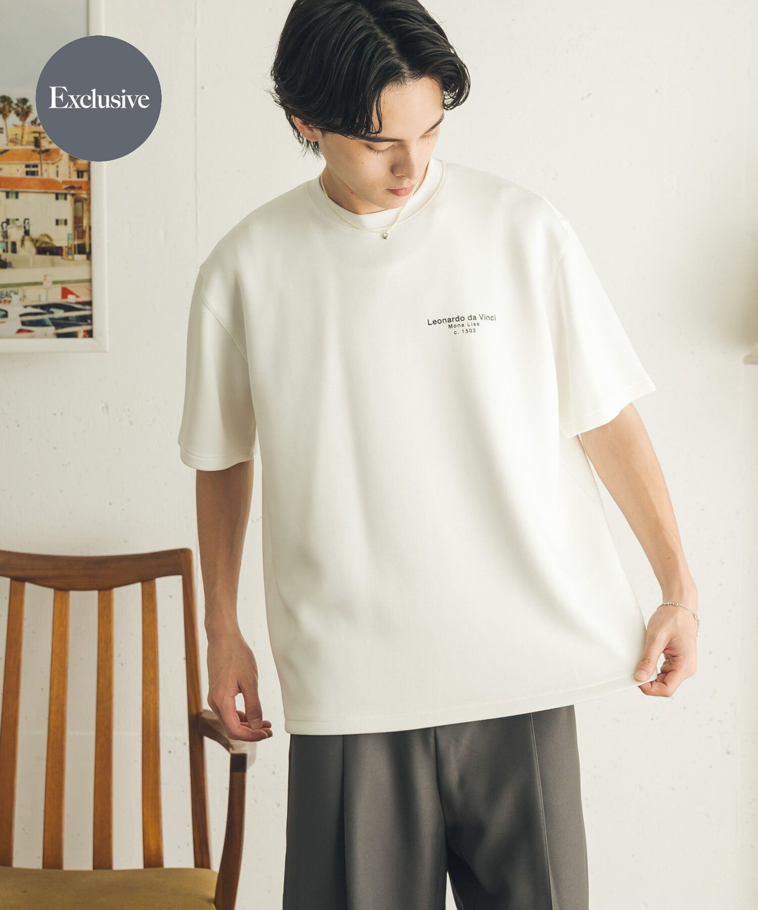SENSE OF PLACE by URBAN RESEARCH「『別注』『イージーケア/吸水速乾/接触冷感』ART T-SHIRTS B(davinci)」|Tシャツ・カットソー|ホワイト