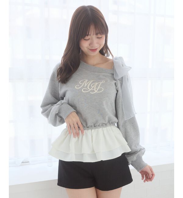  「マルチwayペプラムロゴトップス」|Tシャツ・カットソー|