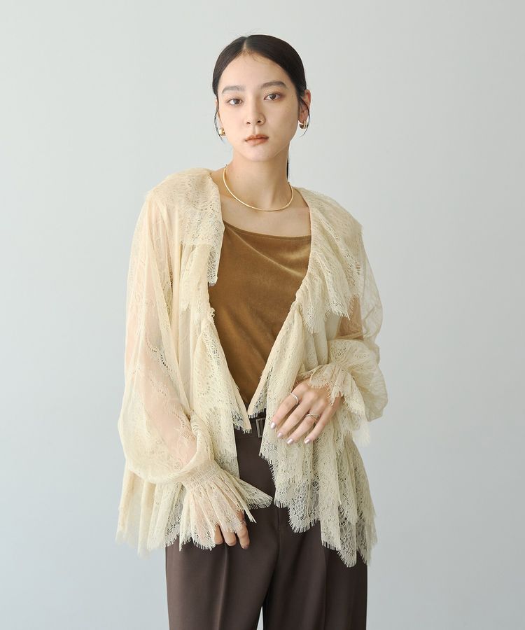 YECCA VECCA「スカラップレースカーディガン」|カーディガン|