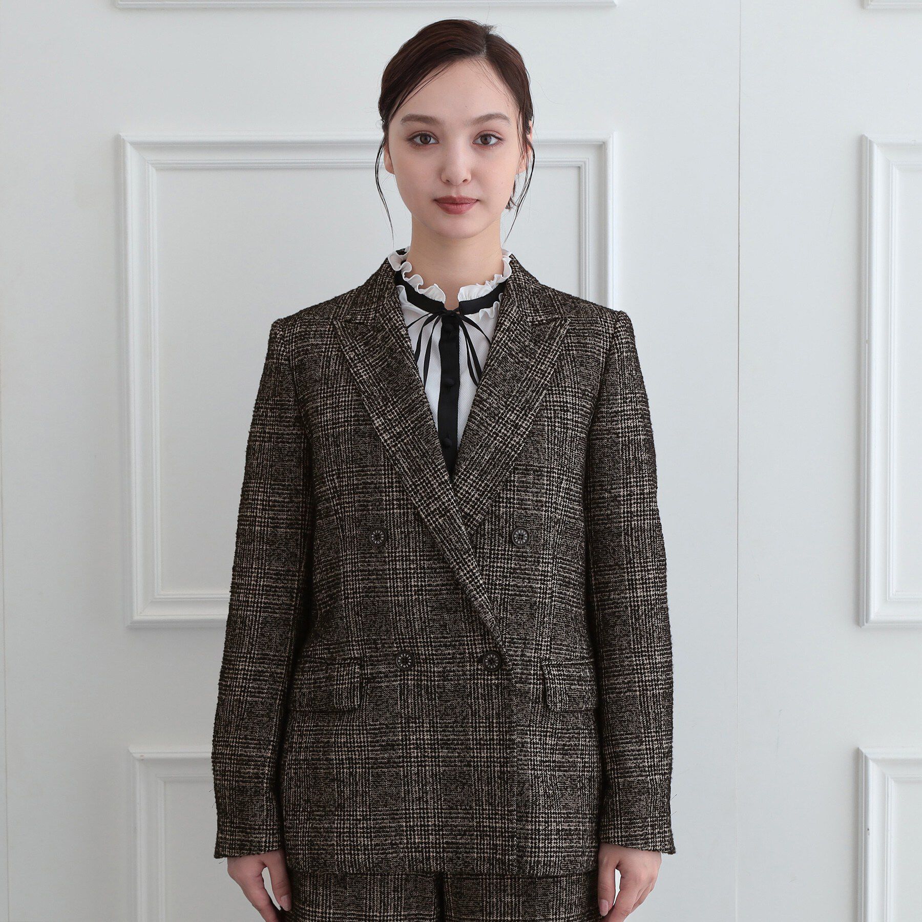 DRESSTERIOR「【セットアップ可能】ループグレンチェックダブルジャケット」|テーラードジャケット|