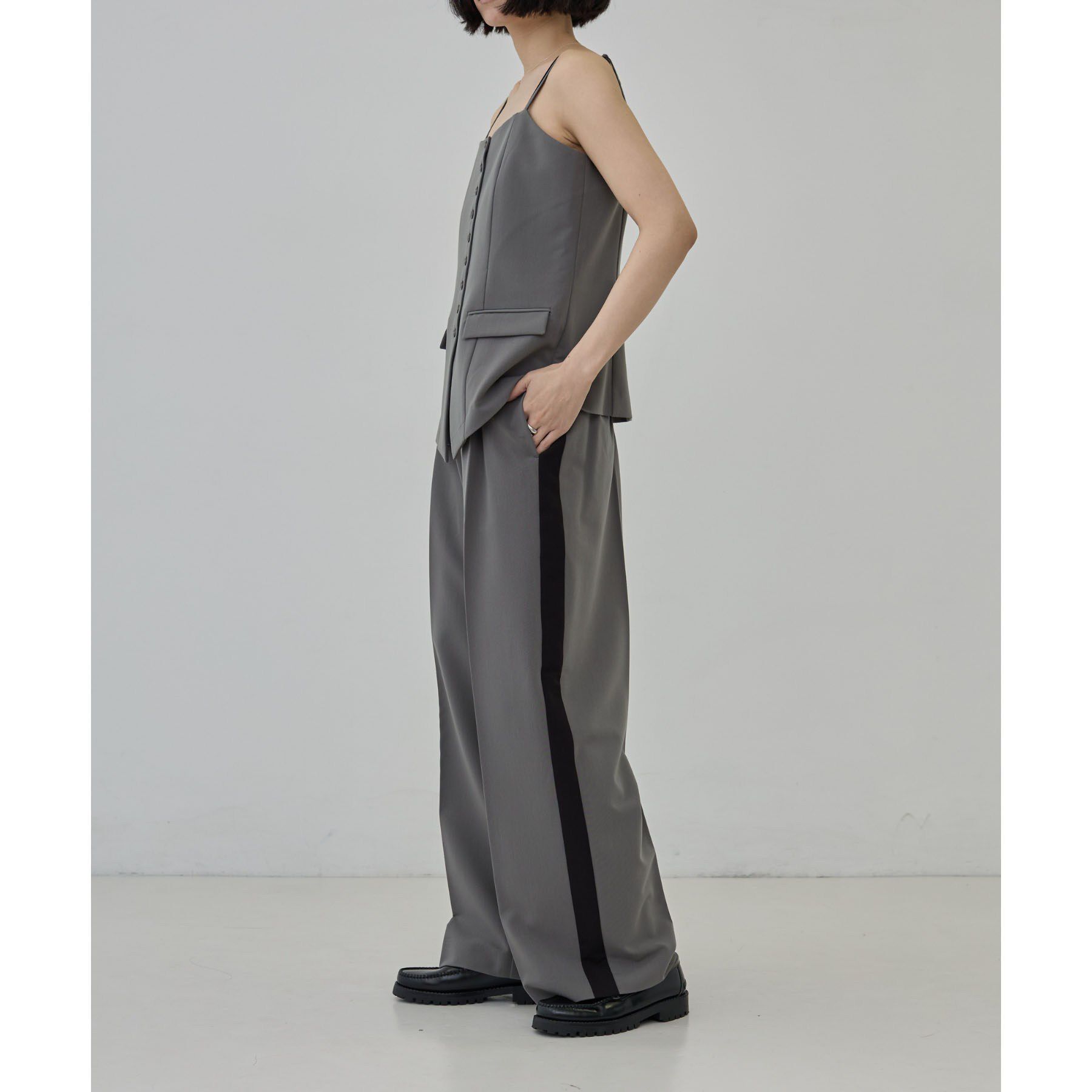 GALLEST「Comfy Slacks｜イージーサイドラインワイドパンツ」|その他|チャコールグレー(6