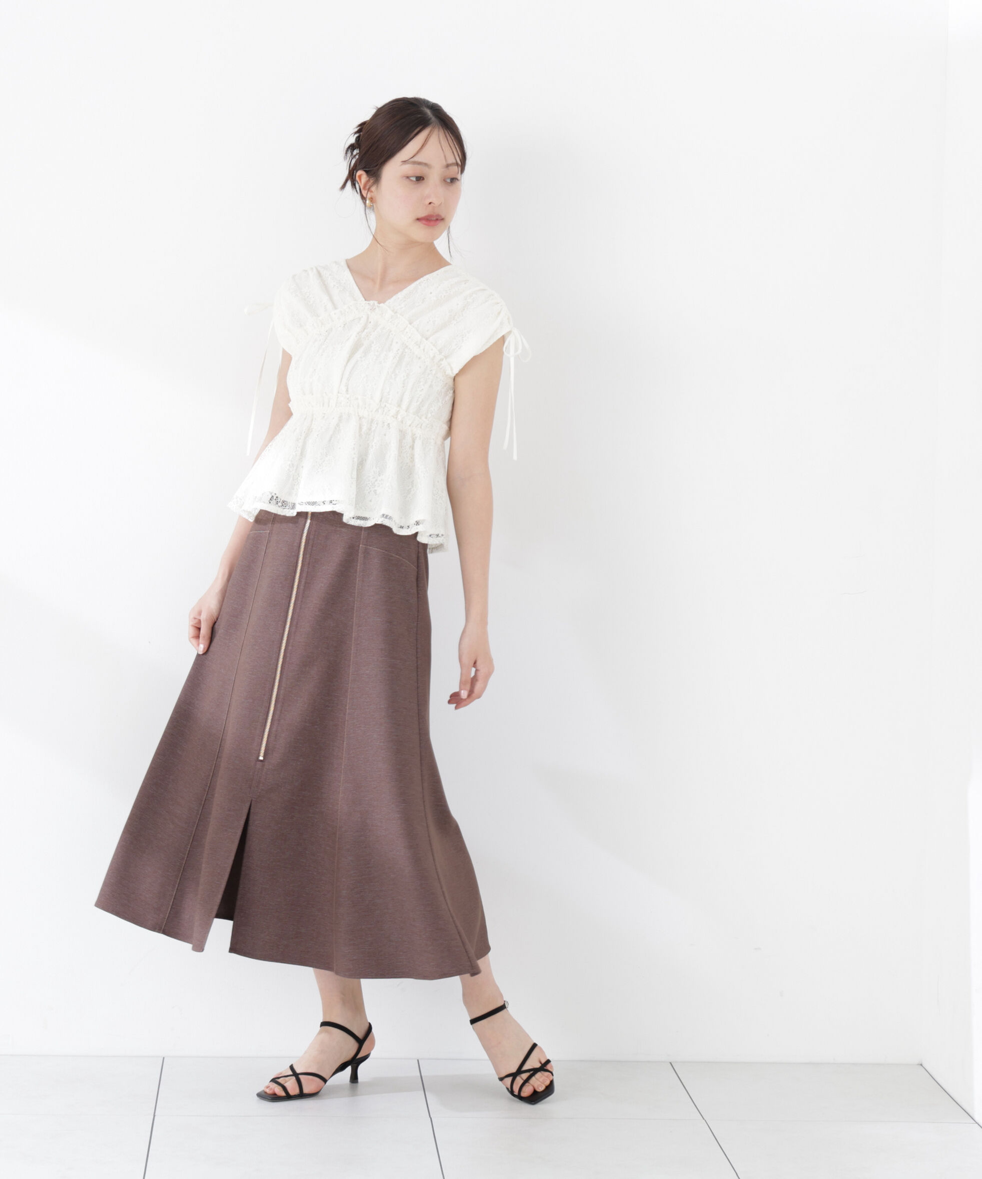 PROPORTION BODY DRESSING「＜中川紅葉さん着用＞フロントジップマーメイドスカート」|スカート|ブラウン