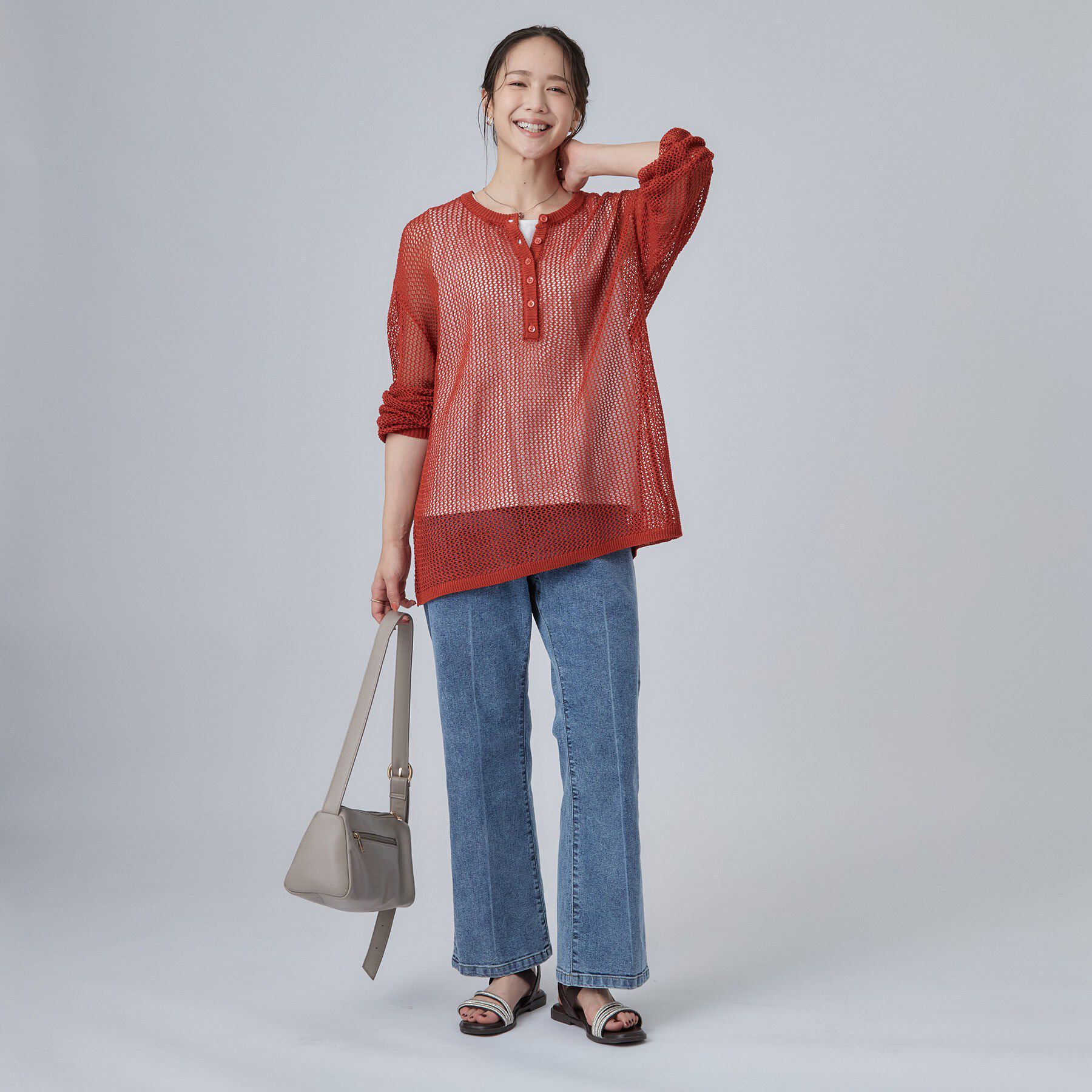 SHOO･LA･RUE「【2点セット/洗濯機可/S-LL】ヘンリーネックメッシュニット+タンクトップセット」|その他|