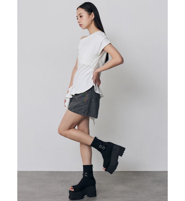 MURUA「ラッフルヘムワンショルトップス」|Tシャツ・カットソー|