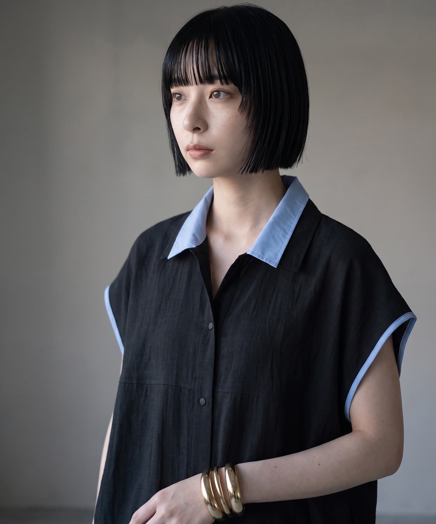 STYLE DELI「【BLK001】リネンライクレイヤードコクーンシャツ」|シャツ・ブラウス|