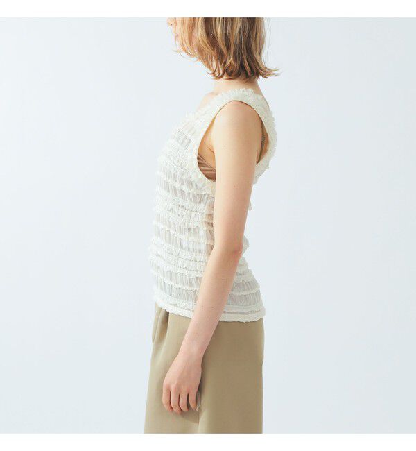 Ray BEAMS 「シフォン シャーリング タンクトップ」|タンクトップ|
