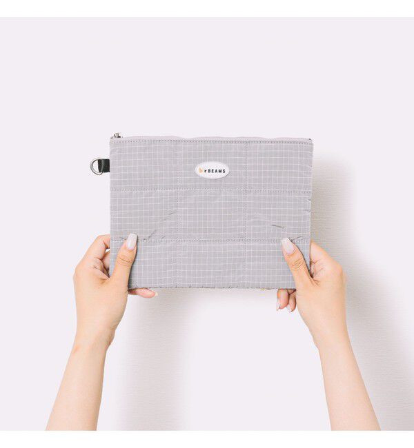 bPr BEAMS「リップストップ フラット ポーチ M」|ポーチ|GREY