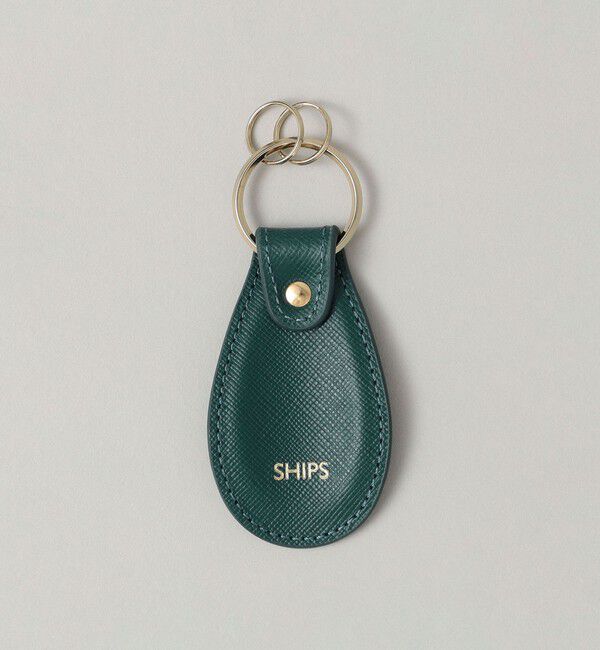 SHIPS「SHIPS: SAFFIANO LEATHER シューホーン キーホルダー」|チャーム・キーホルダー|ダークグリーン