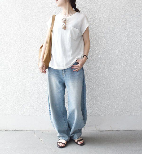 SHIPS any「SHIPS any:〈洗濯機可能〉シアー 裏毛 クルーネック フレンチ スリーブ TEE」|Tシャツ・カットソー|