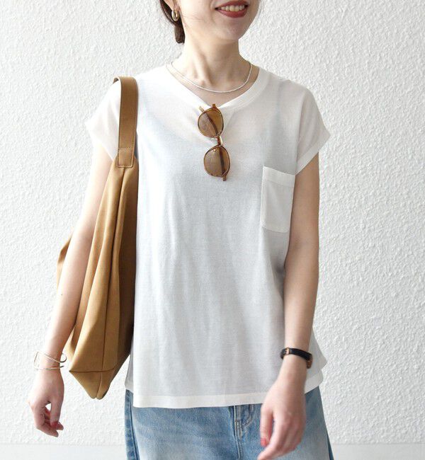 SHIPS any「SHIPS any:〈洗濯機可能〉シアー 裏毛 クルーネック フレンチ スリーブ TEE」|Tシャツ・カットソー|