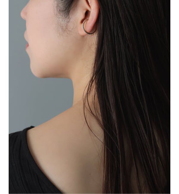 Lilas by Spick&Span「《予約》サークルブラックダイヤイヤーカフ K10（片耳）」|イヤーカフ|