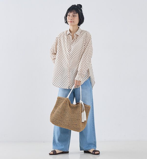 collex「【WEB限定】フリンジチャーム付きペーパートート」|かごバッグ|