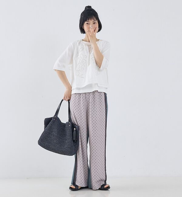 collex「【WEB限定】フリンジチャーム付きペーパートート」|かごバッグ|