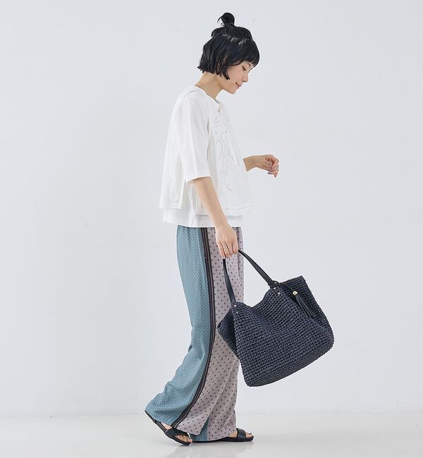 collex「【WEB限定】フリンジチャーム付きペーパートート」|かごバッグ|