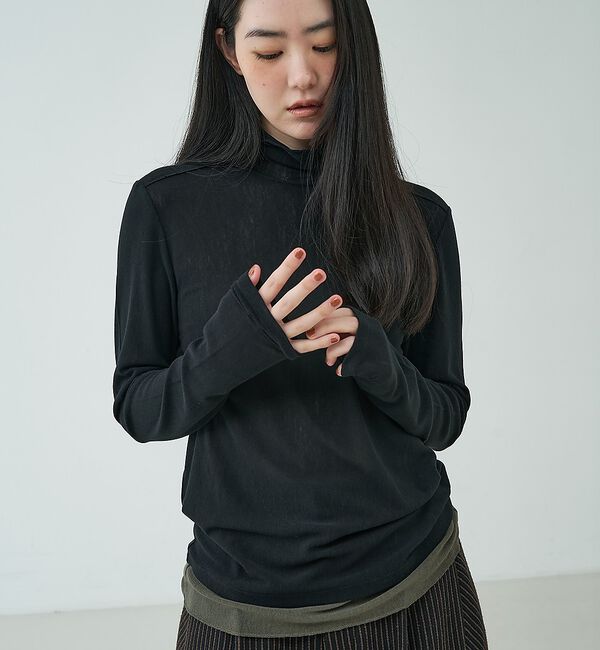 NOMINE「メッシュオフタートル｜シアー 配色【予約】」|Tシャツ・カットソー|ブラック