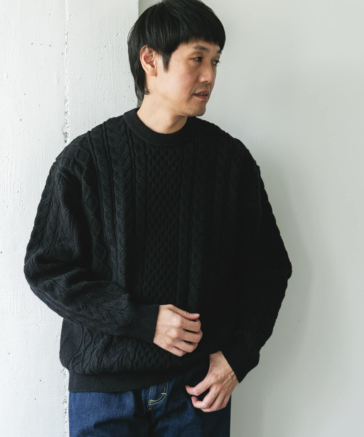 URBAN RESEARCH DOORS「アランニットクルーネックプルオーバー」|ニット・セーター|
