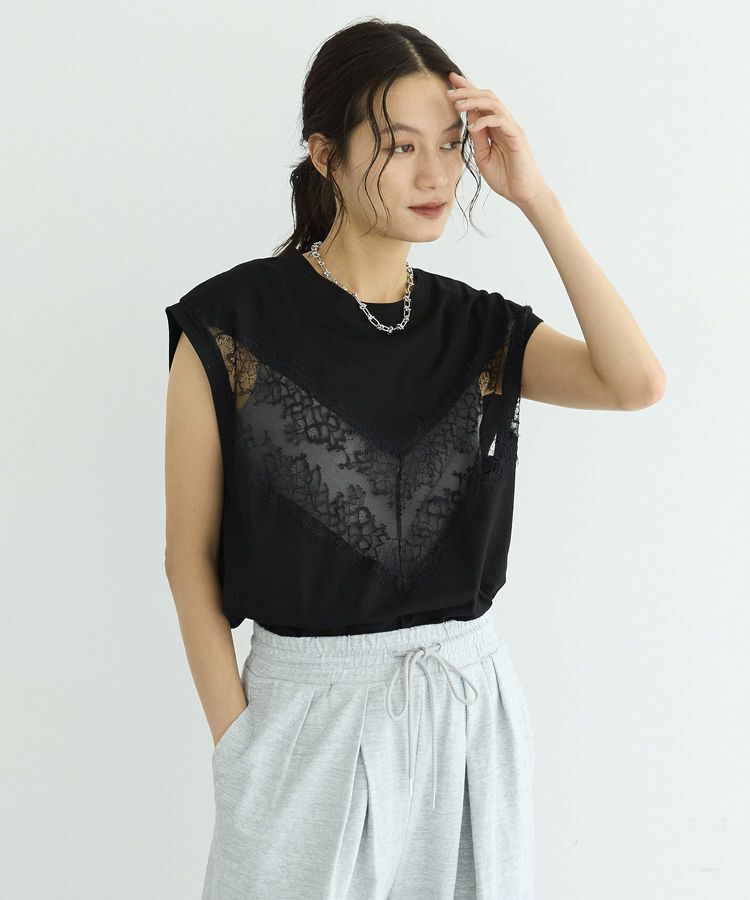 GARAGE OF GOOD CLOTHING「【EC限定】レースドッキングTシャツ」|Tシャツ・カットソー|Black
