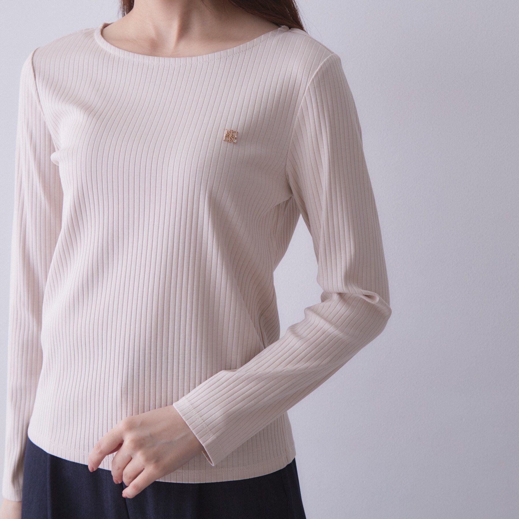 index「シルケットワイドテレコボートネック【洗濯機OK／接触冷感／UVケア】」|Tシャツ・カットソー|