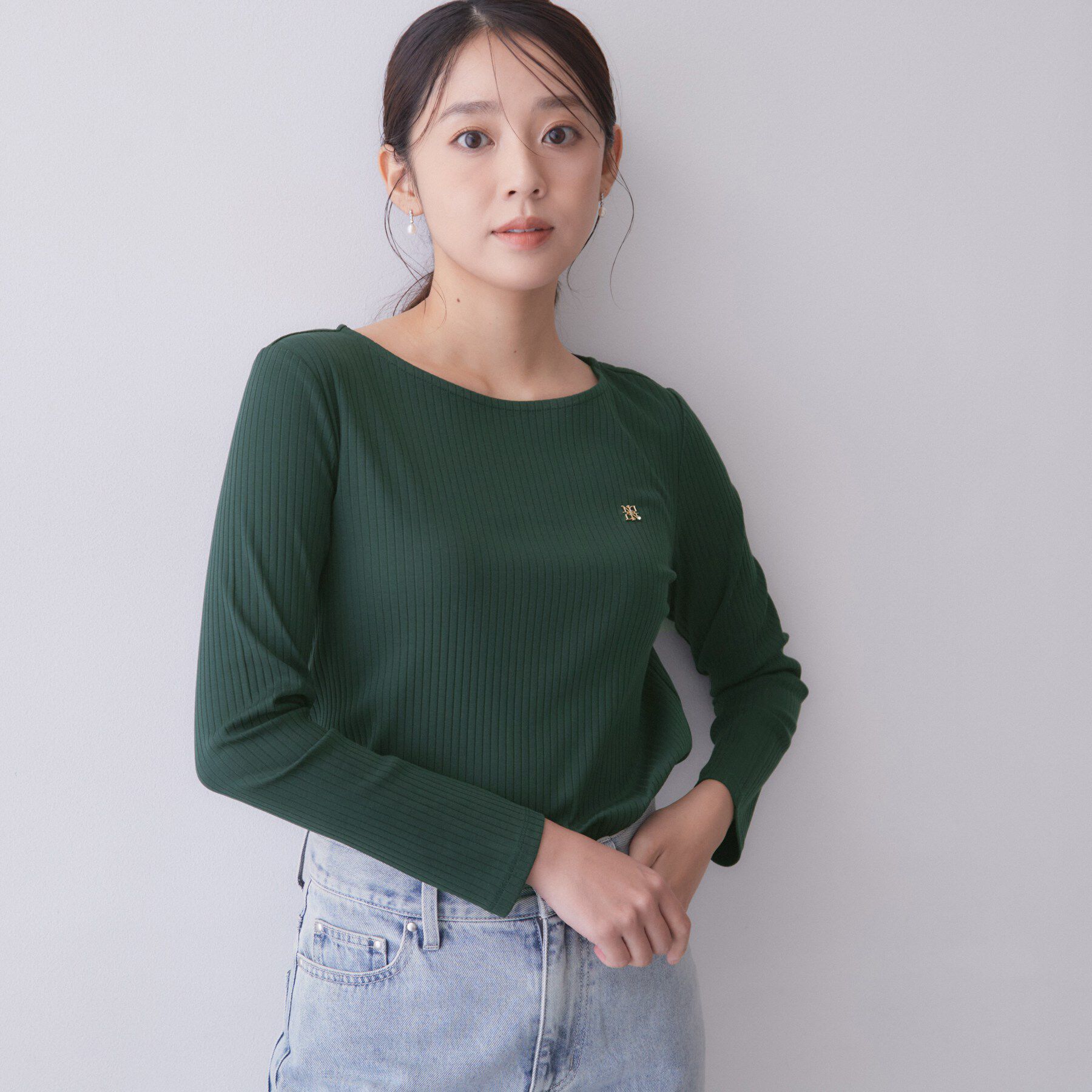 index「シルケットワイドテレコボートネック【洗濯機OK／接触冷感／UVケア】」|Tシャツ・カットソー|