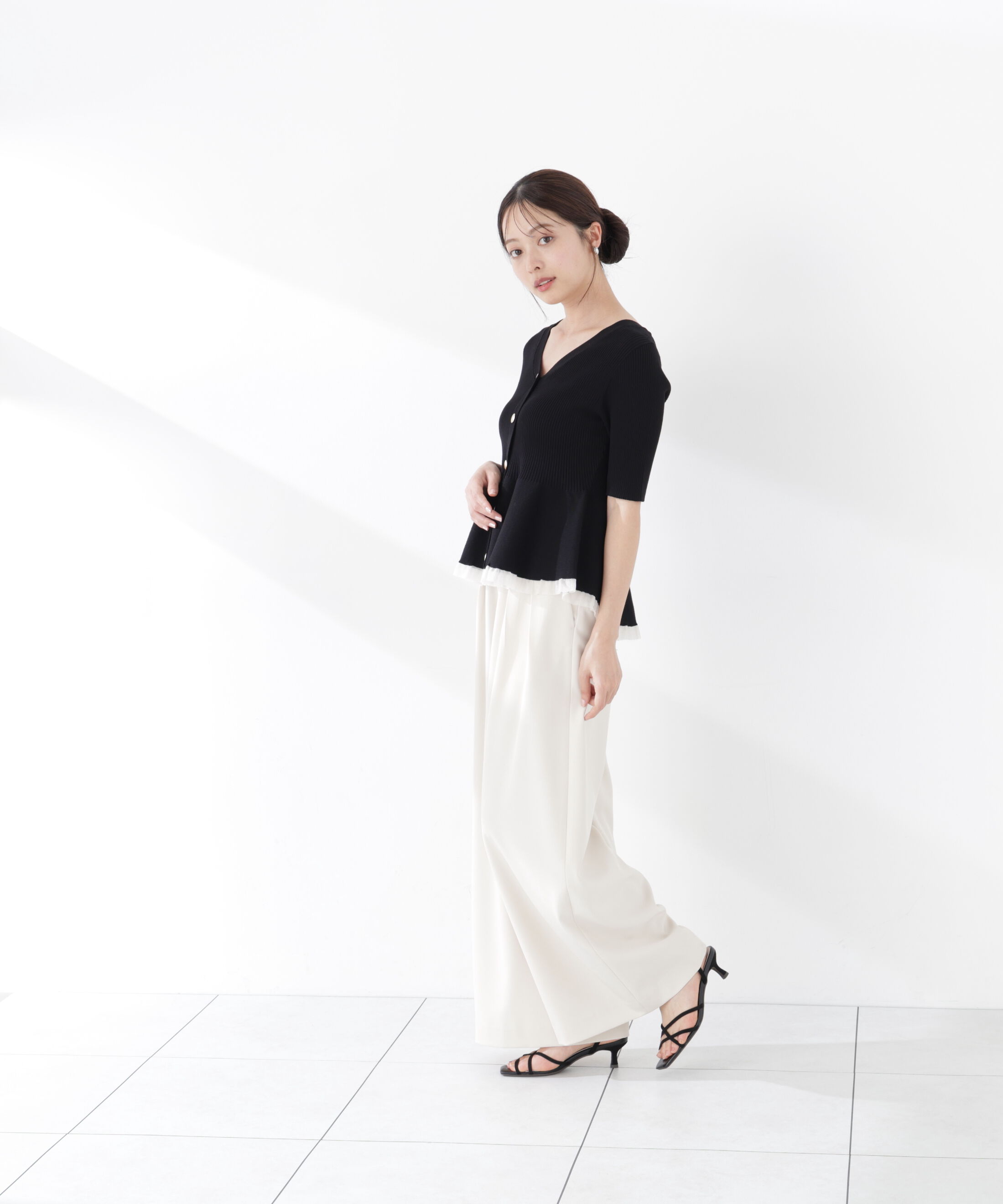 PROPORTION BODY DRESSING「部分シアーペプラムニット　26SS」|ニット・セーター|