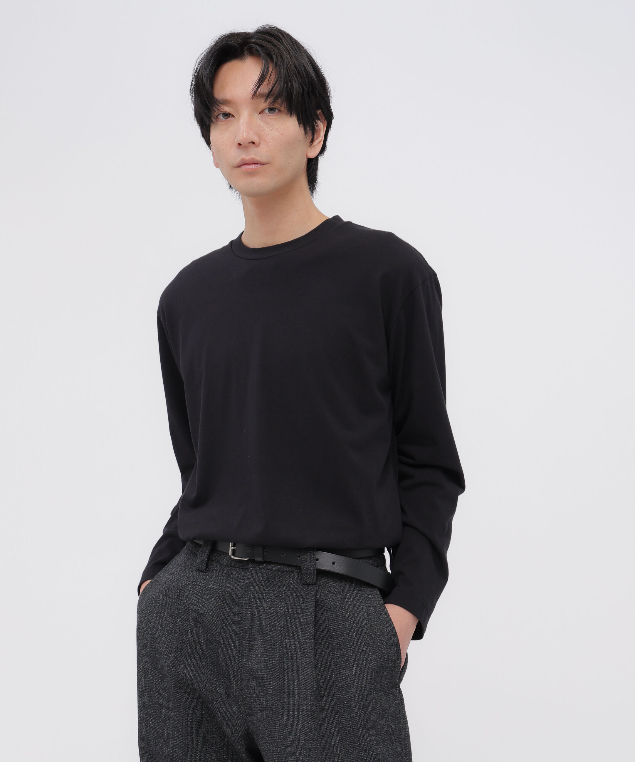 MARGARET HOWELL「PLAIN COTTON JERSEY TOP」|Tシャツ・カットソー|BLACK