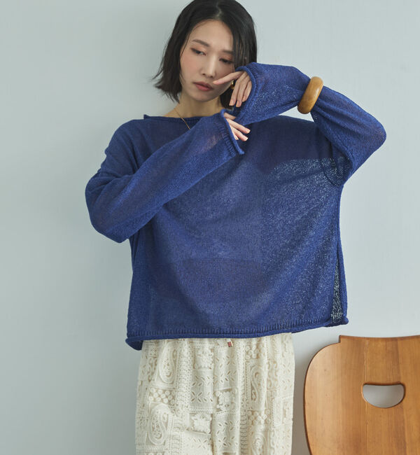 Doux archives「ペーパーヤーンルーズプルオーバー」|ニット・セーター|BLUE