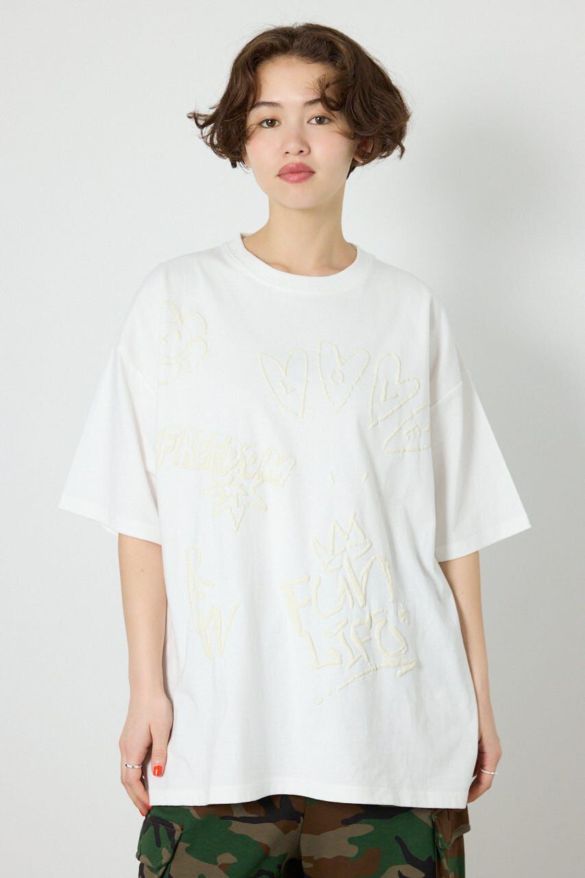 RODEO CROWNS「クレヨンタッチ同色発泡プリントTシャツ」|Tシャツ・カットソー|