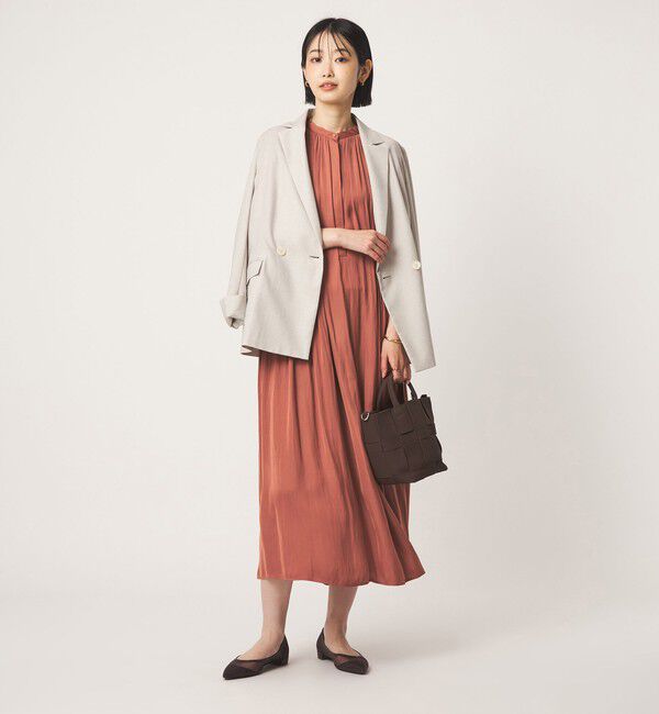 UNITED ARROWS green label relaxing「サテン ギャザー フレンチスリーブ ワンピース」|ワンピース|
