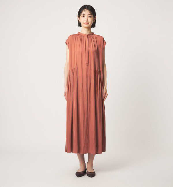 UNITED ARROWS green label relaxing「サテン ギャザー フレンチスリーブ ワンピース」|ワンピース|