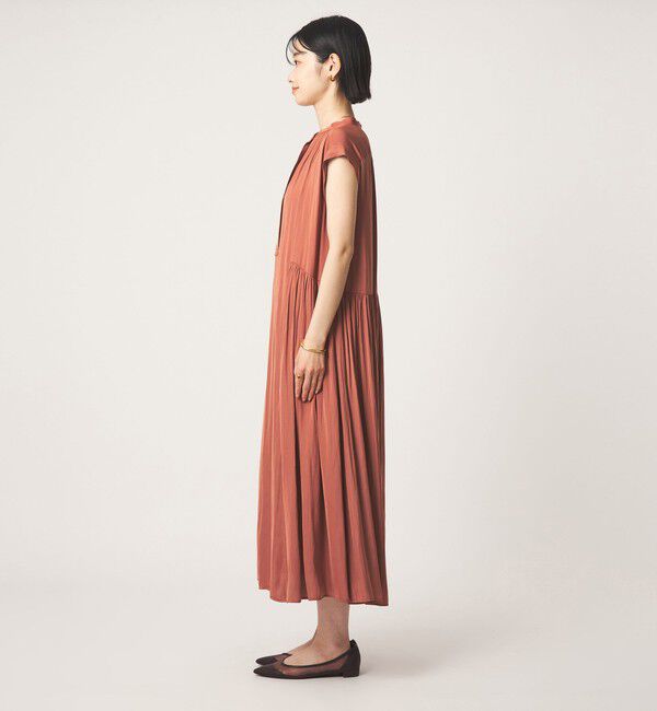 UNITED ARROWS green label relaxing「サテン ギャザー フレンチスリーブ ワンピース」|ワンピース|