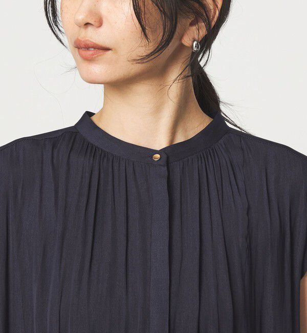 UNITED ARROWS green label relaxing「サテン ギャザー フレンチスリーブ ワンピース」|ワンピース|