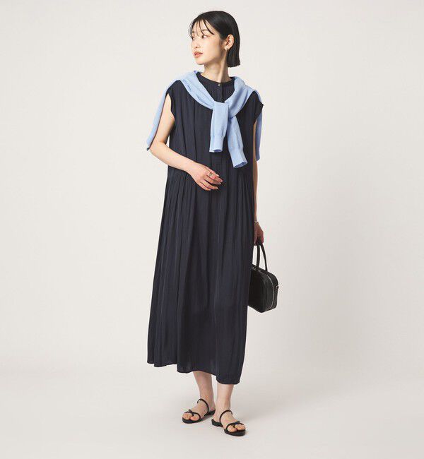 UNITED ARROWS green label relaxing「サテン ギャザー フレンチスリーブ ワンピース」|ワンピース|