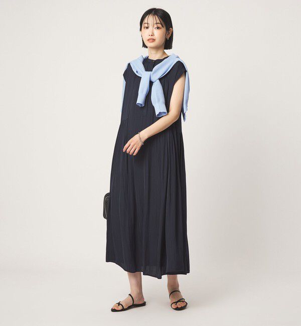 UNITED ARROWS green label relaxing「サテン ギャザー フレンチスリーブ ワンピース」|ワンピース|