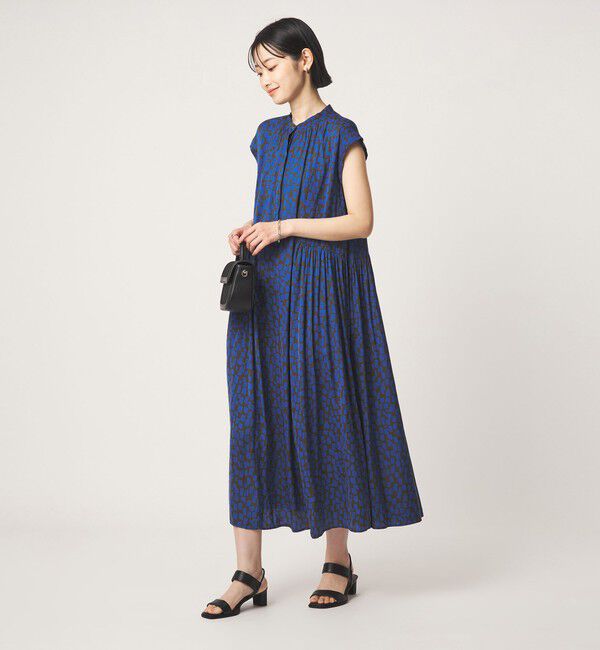UNITED ARROWS green label relaxing「サテン ギャザー フレンチスリーブ ワンピース」|ワンピース|