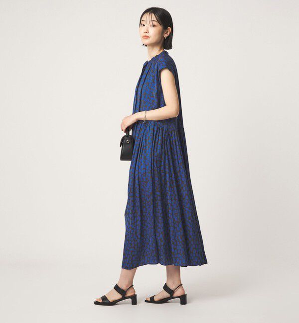UNITED ARROWS green label relaxing「サテン ギャザー フレンチスリーブ ワンピース」|ワンピース|