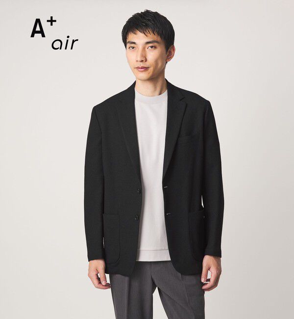 UNITED ARROWS green label relaxing「A+ air Pメッシュ L/STD 2P ジャケット -ウォッシャブル・ストレッチ・通気性-」|テーラードジャケット|BLACK