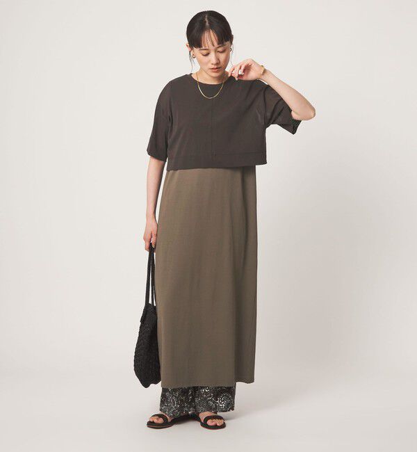 UNITED ARROWS green label relaxing「チュール プルオーバー&times;ノースリーブ ワンピース セット 吸水速乾」|ワンピース|