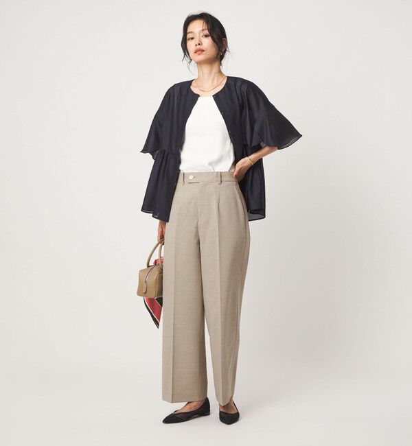 UNITED ARROWS green label relaxing「リネンライク ストレート パンツ 2 マシンウォッシャブル 接触冷感」|スラックス|