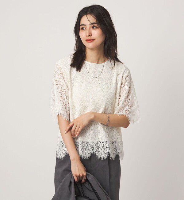 UNITED ARROWS green label relaxing「レース 5分袖 ブラウス」|シャツ・ブラウス|