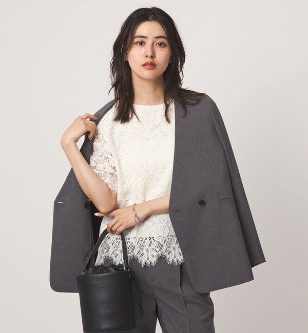 UNITED ARROWS green label relaxing「レース 5分袖 ブラウス」|シャツ・ブラウス|