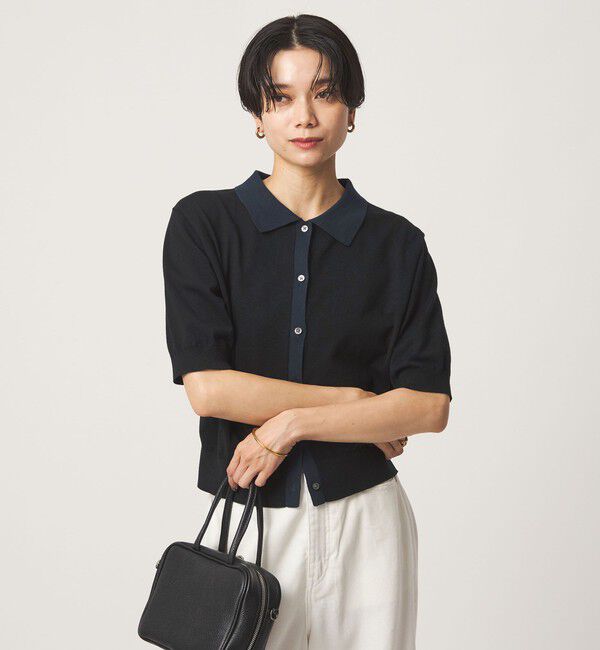 UNITED ARROWS green label relaxing「ハイショク ポロニット」|ニット・セーター|BLACK