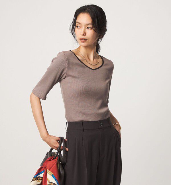 UNITED ARROWS green label relaxing「ブライトリブ 2WAY 5分袖 プルオーバー カットソー」|Tシャツ・カットソー|
