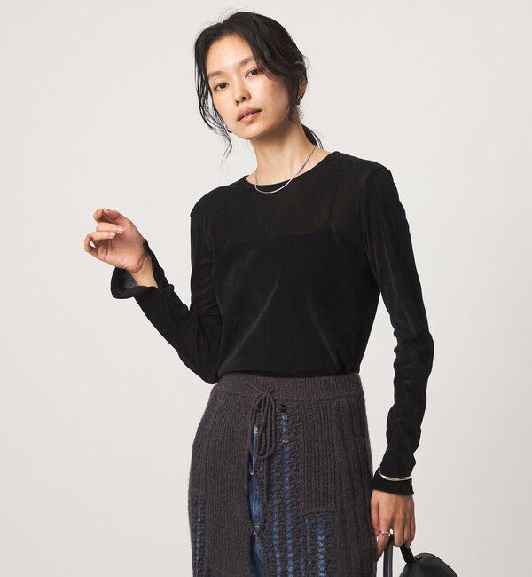 UNITED ARROWS green label relaxing「シアーフロッキー ロングスリーブ プルオーバー」|Tシャツ・カットソー|BLACK