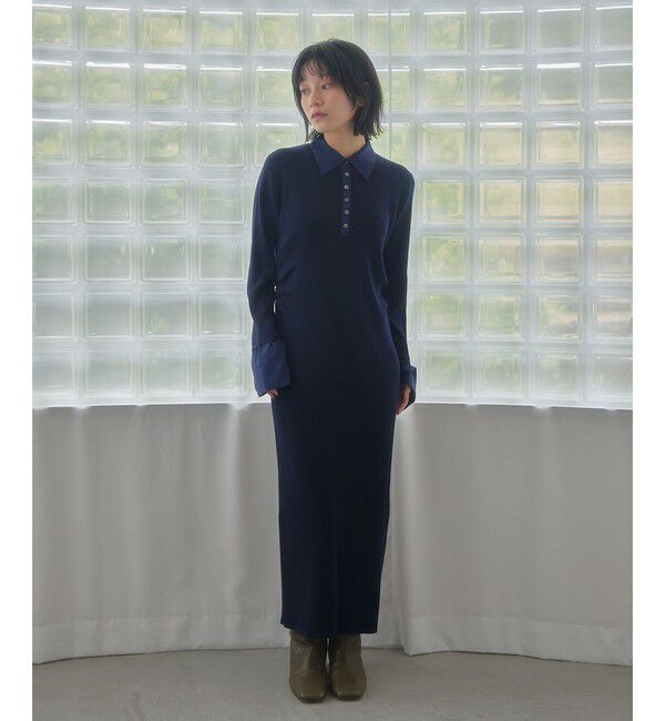 EMMEL REFINES「＜EMMEL REFINES＞EM エリツキ リブニット ワンピース」|ワンピース|