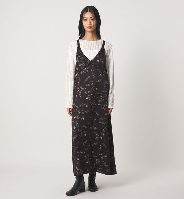 EMMEL REFINES「＜EMMEL REFINES＞EM ピーチサテン フラワープリント ジャンスカ」|ワンピース|BLACK