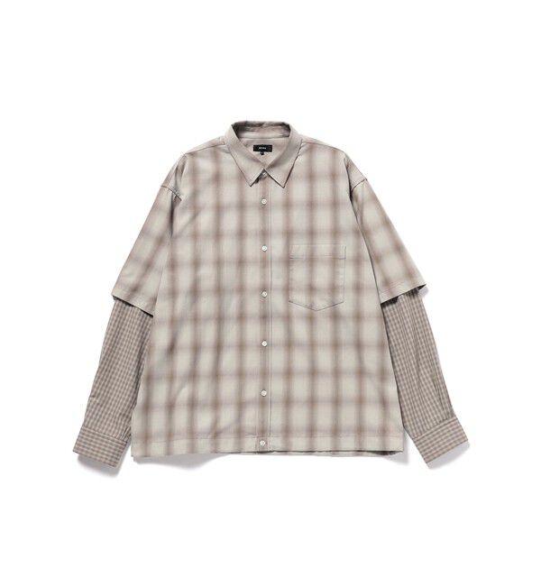 BEAMS「レイヤード チェックシャツ」|シャツ・ブラウス|GREY_CHK