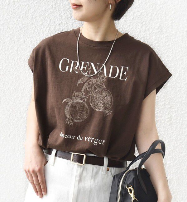 SHIPS for women「【WEB限定】オーガニック コットン フルーツ TEE」|Tシャツ・カットソー|ブラウン