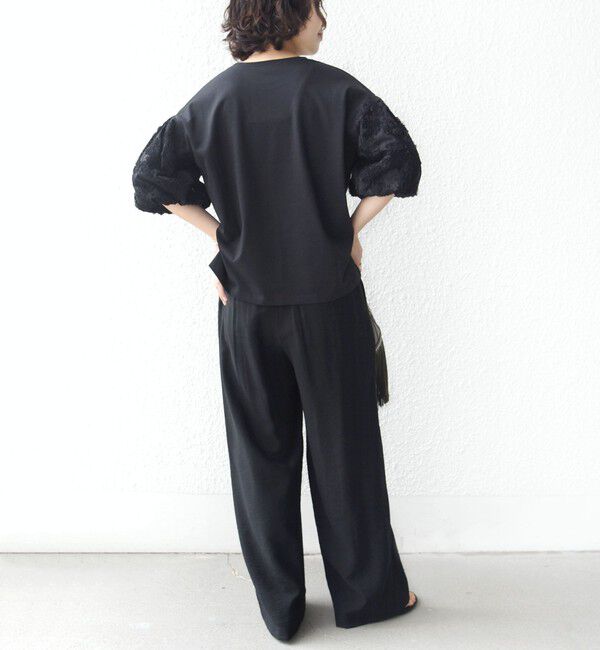 SHIPS for women「【WEB限定】〈接触冷感/UVカット/汗染み防止加工〉FUNCTION 袖 レース プルオーバー」|Tシャツ・カットソー|