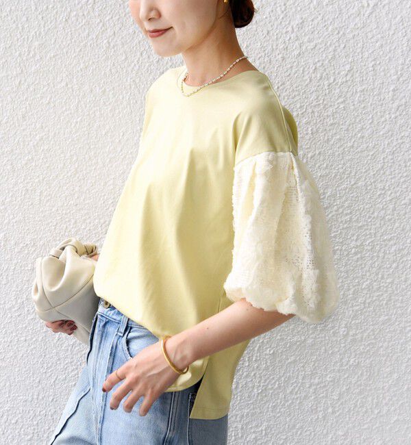 SHIPS for women「【WEB限定】〈接触冷感/UVカット/汗染み防止加工〉FUNCTION 袖 レース プルオーバー」|Tシャツ・カットソー|